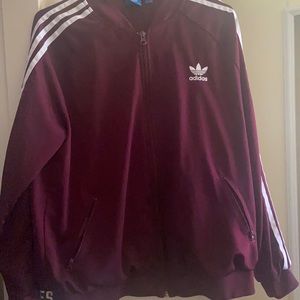 Oversized Adidas 3 stripes sweater Burgendy